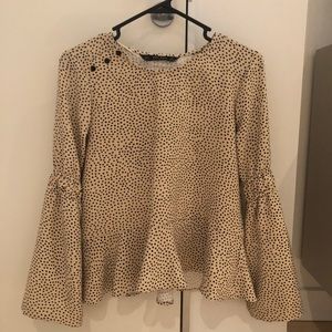Zara Basic- beige polka dot peplum top